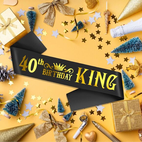 Black and Gold 40th Birthday King Sash - Picture 9 of 9